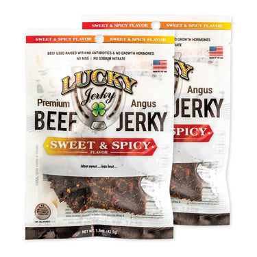 Sweet and Spicy Beef Jerky | 1.5 oz. Bag | Delicious Symphony Of Teriyaki & Red Pepper Flakes | High Protein Snack | Expertly Cooked, Trimmed, & Seasoned | Single Sourced Cattle | All Natural Jerky | Big, Bold Flavor | 6 Pack | Shipping Included